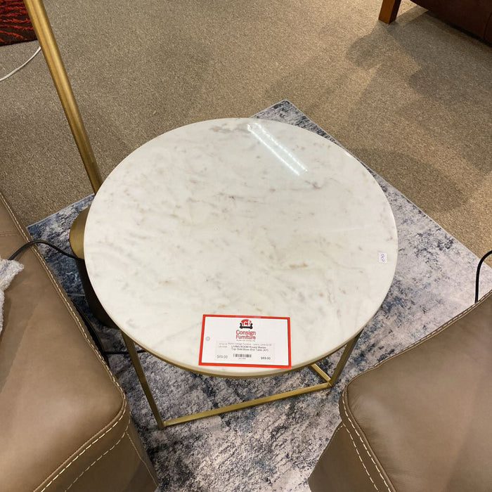 Round Marble Top Gold Base End Table (AT)