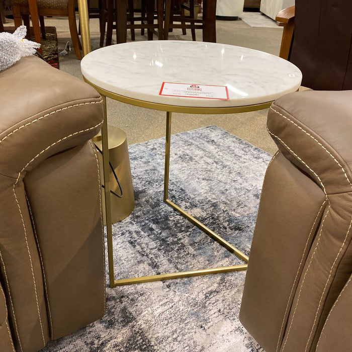 Round Marble Top Gold Base End Table (AT)
