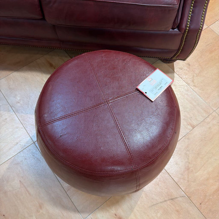 Round Red Leather Ottoman(SK)