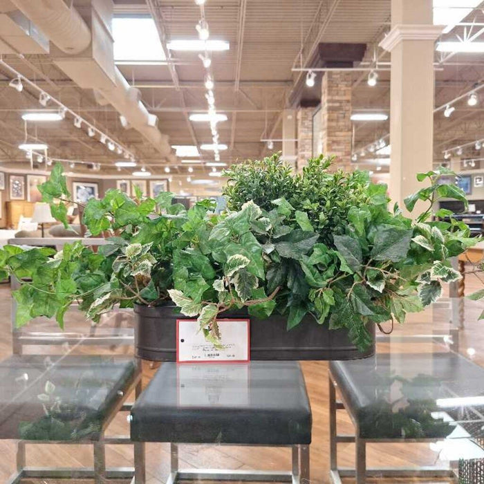 Brown Metal Planter w/ Faux Plant(LS)