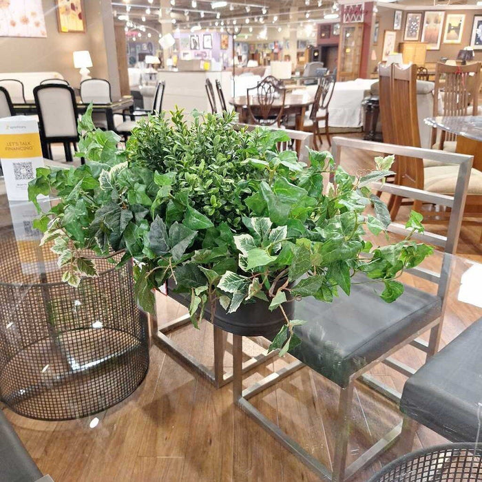 Brown Metal Planter w/ Faux Plant(LS)