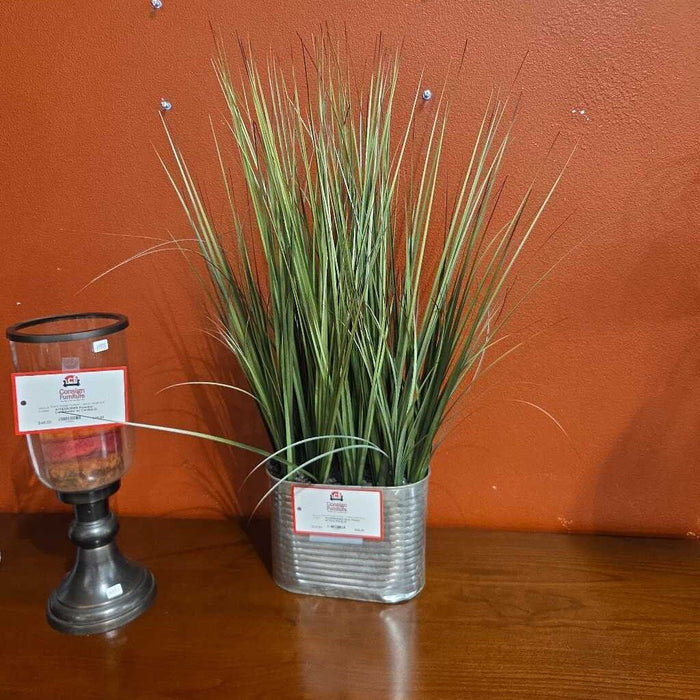 Silver Planter w/ Faux Plant(LS)