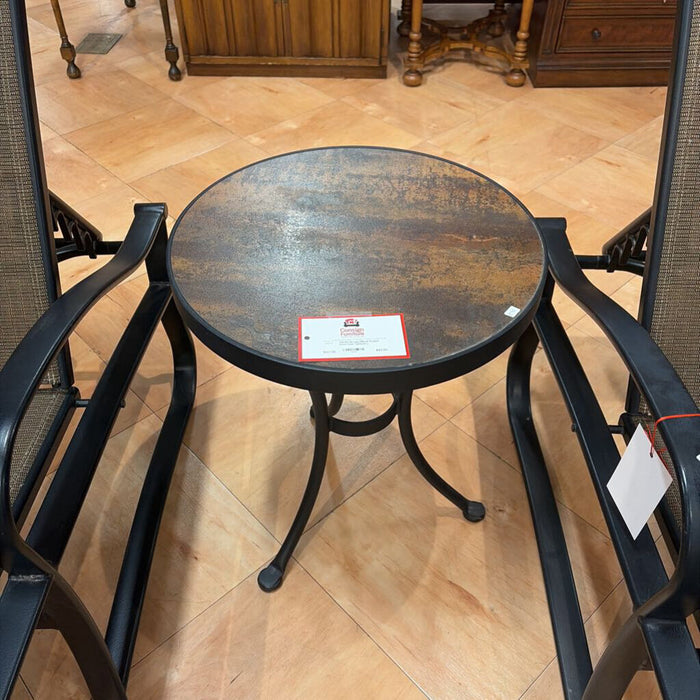 Brown/Metal Round Patio End Table(KL)