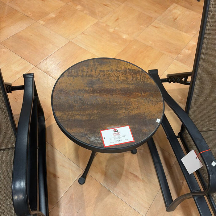 Brown/Metal Round Patio End Table(KL)
