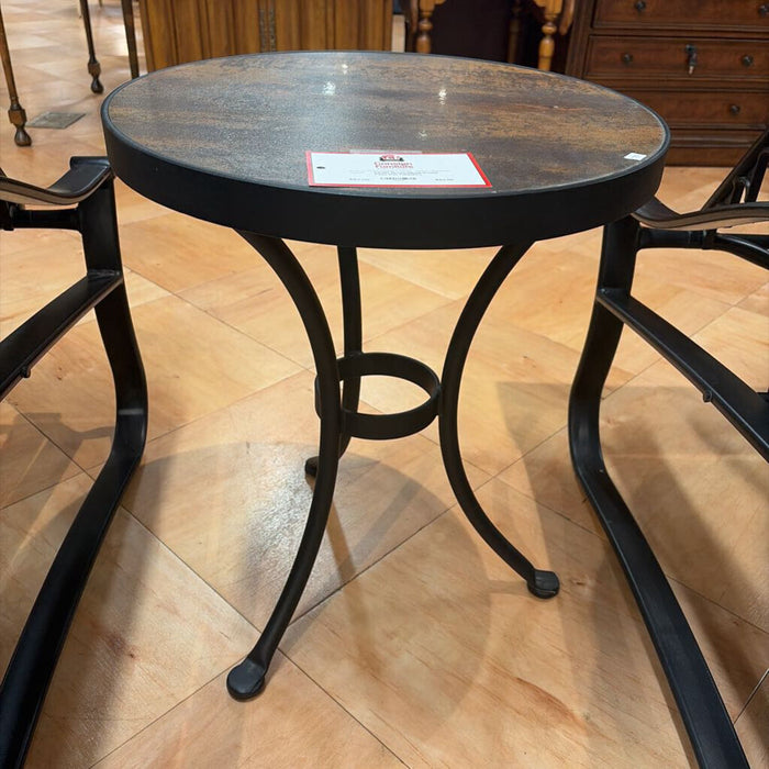 Brown/Metal Round Patio End Table(KL)