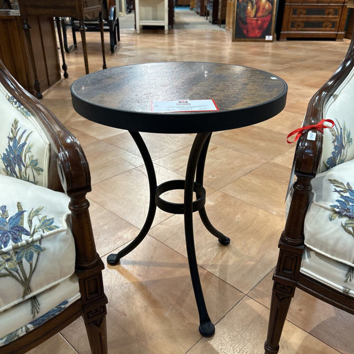 Brown/Metal Round Patio End Table(KL)