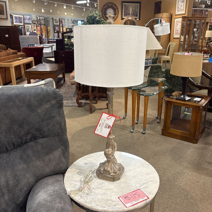 Grey Lamp W/ White Shade (LS)