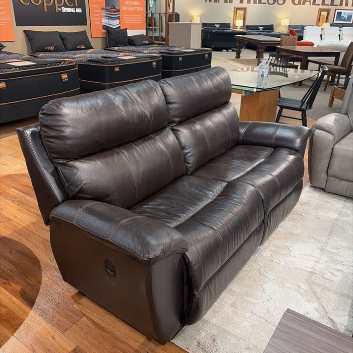 Dark Leather Reclining Loveseat(MIH)