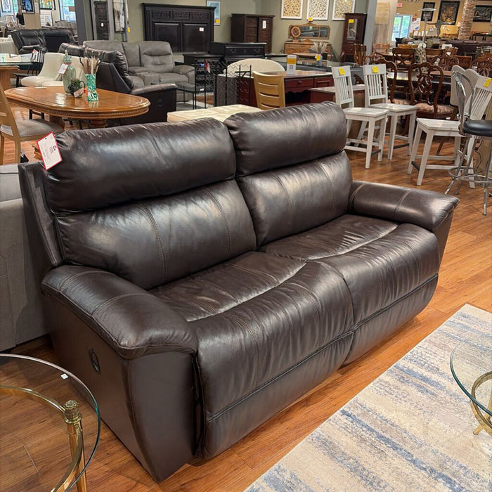 Dark Leather Reclining Loveseat(MIH)