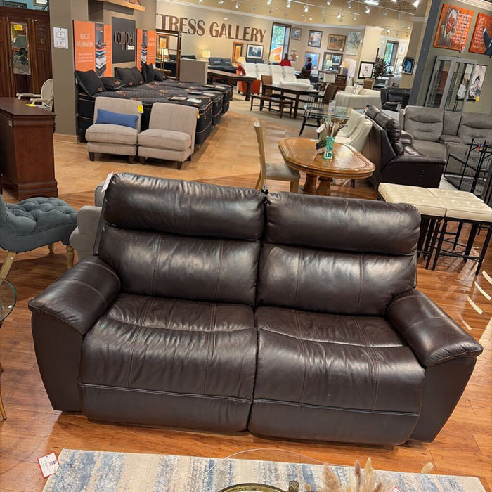 Dark Leather Reclining Loveseat(MIH)
