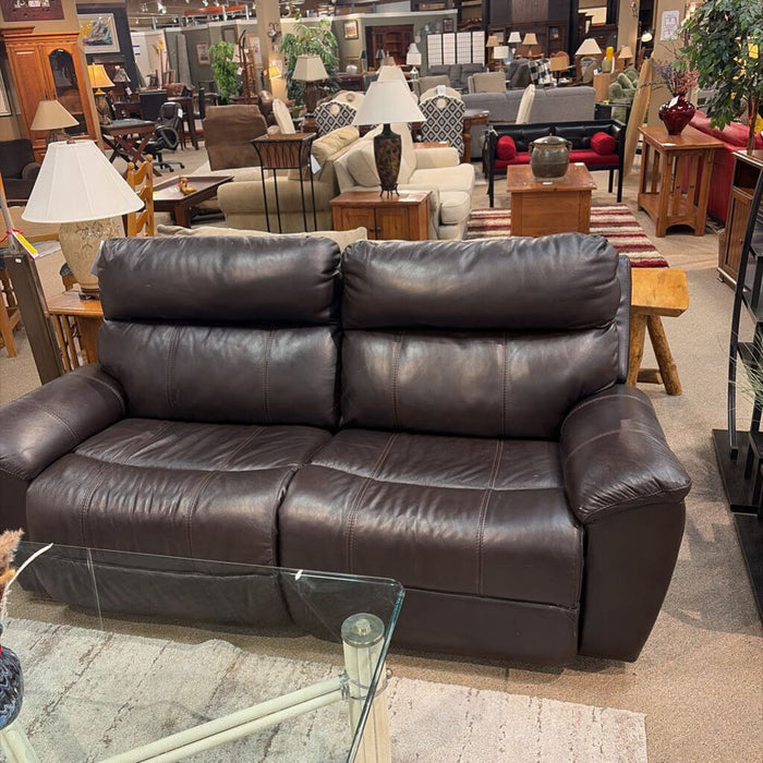 Dark Leather Reclining Loveseat(MIH)