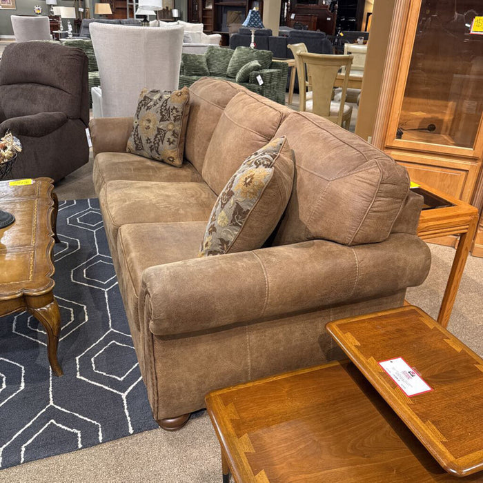 Brown Fabric Nailhead Sofa (MLH)