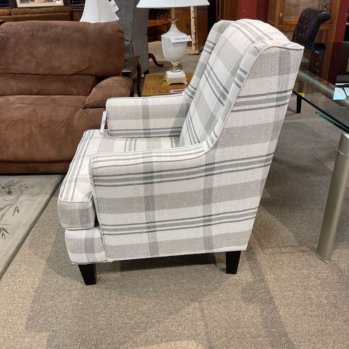 Plaid White/Tan/Grey Accent Chair(ATH)