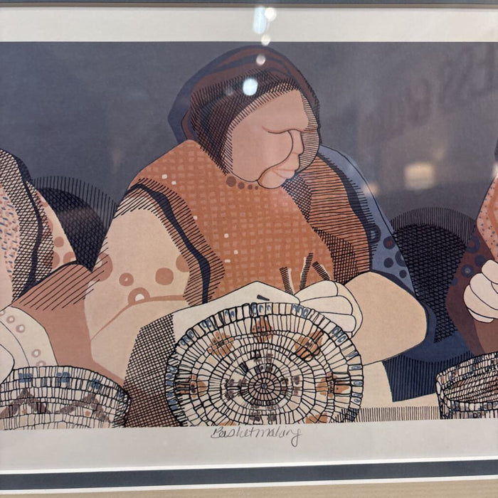 Grey Framed Woman Sewing Art(KL)