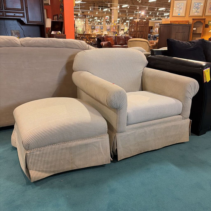 Striped Fabric Chair w/ Ottoman(TI)