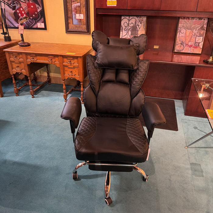 Black Leather Office CH/Foot Stool(BHA)
