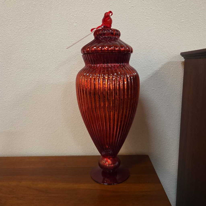 Ruby Red Ribbed Jar (AA)