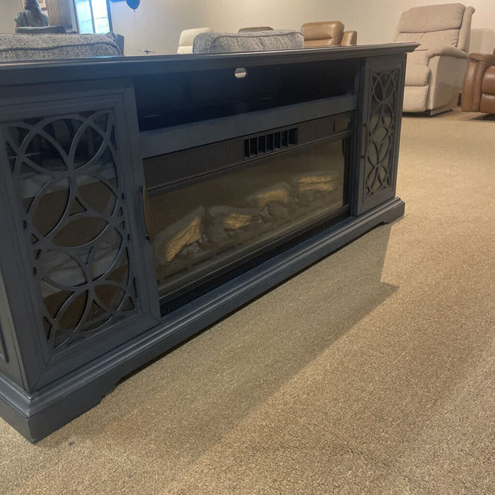 Grey-ish Long 2-Door Ent/Fireplace(MKH)