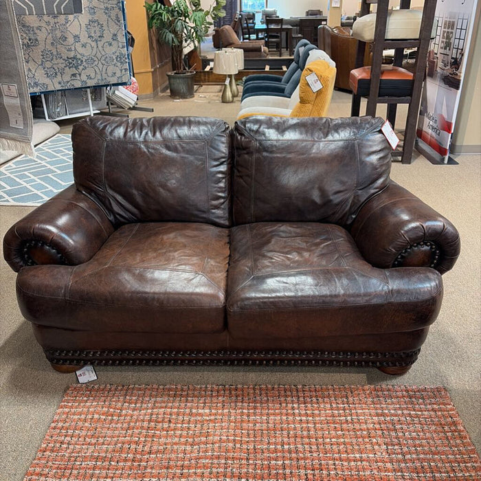 NH Brown Leather Loveseat(ALK)