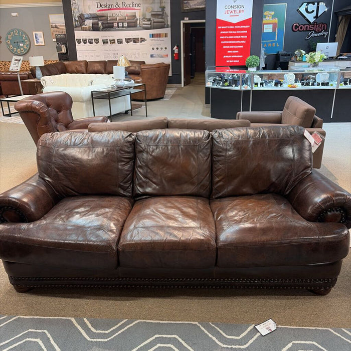 NH Brown Leather Sofa(KHK)