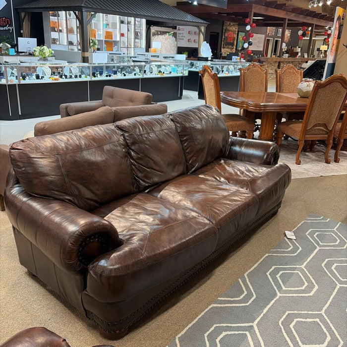 NH Brown Leather Sofa(KHK)