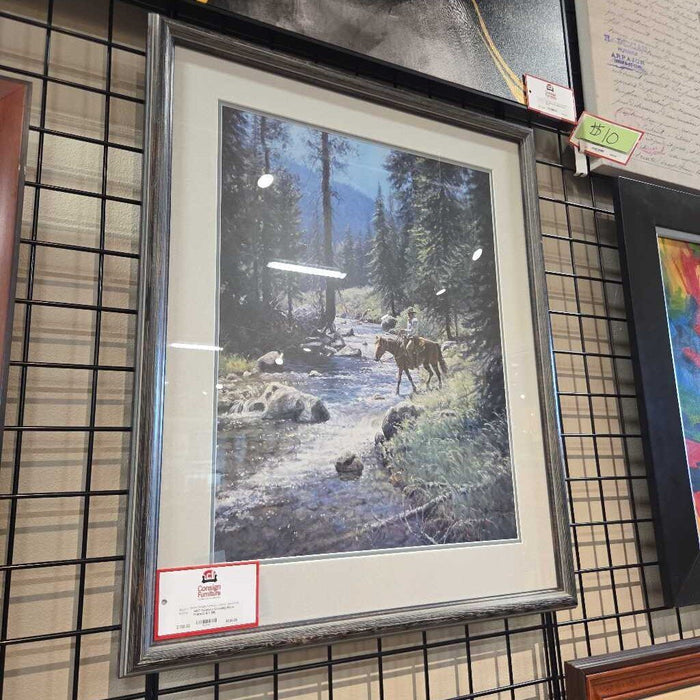 Cowboy Crossing River Framed Art (MI)