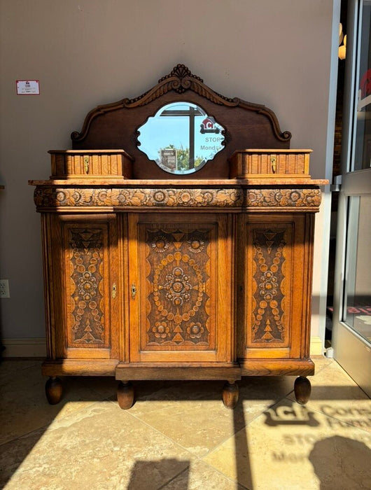 Antique 3 door Credenza Marble Top (BHLK)