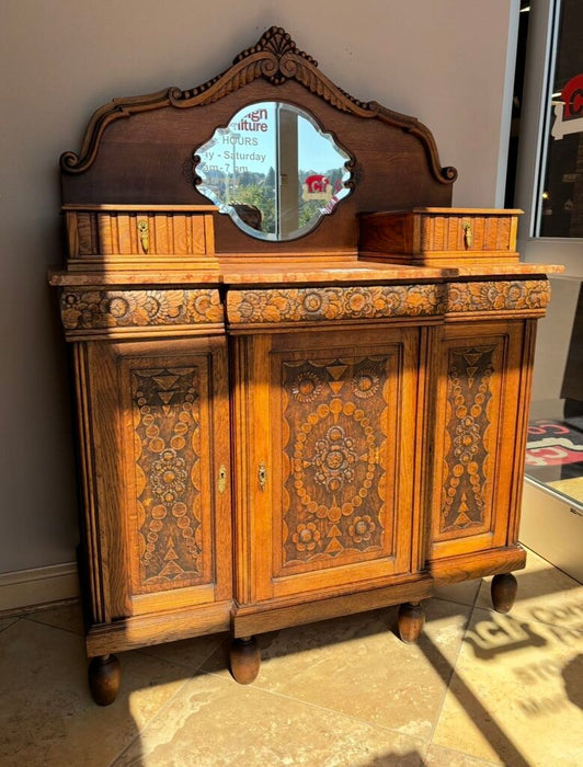 Antique 3 door Credenza Marble Top (BHLK)