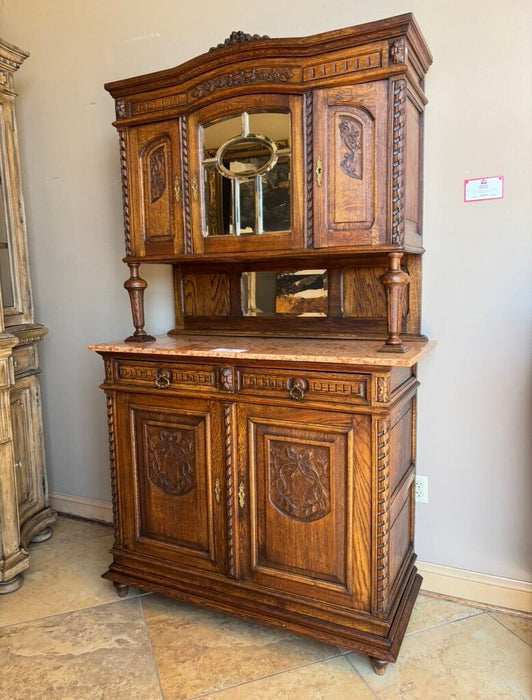 Antique Tall Cabinet w/ Marble Top (BAHH)