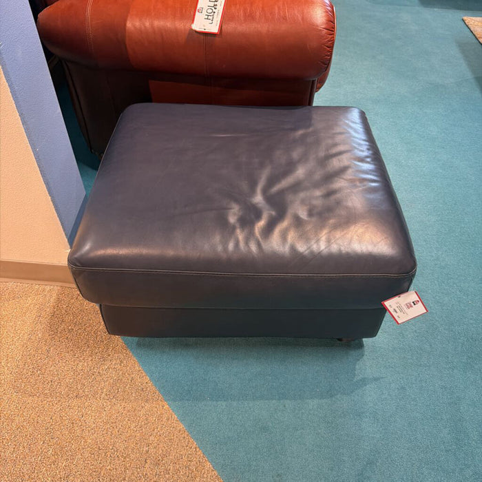 Blue Leather Square Ottoman(KL)