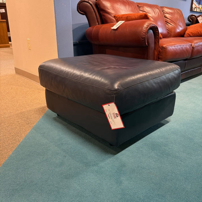 Blue Leather Square Ottoman(KL)
