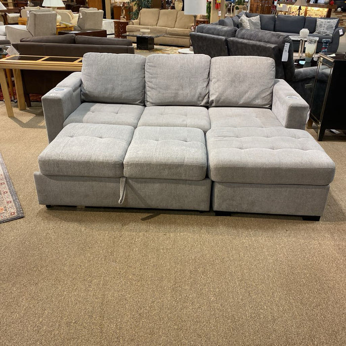 Grey 2PC Fabric Sleeper Sectional(SAK)
