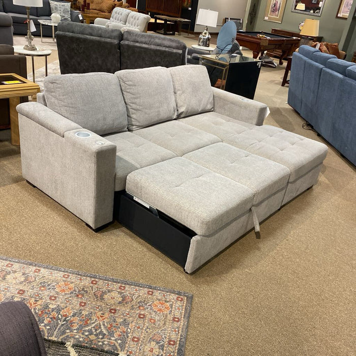 Grey 2PC Fabric Sleeper Sectional(SAK)