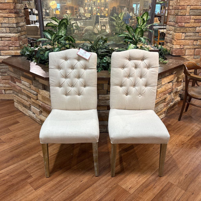 S/2 Tan Tufted DR Chairs(SK)