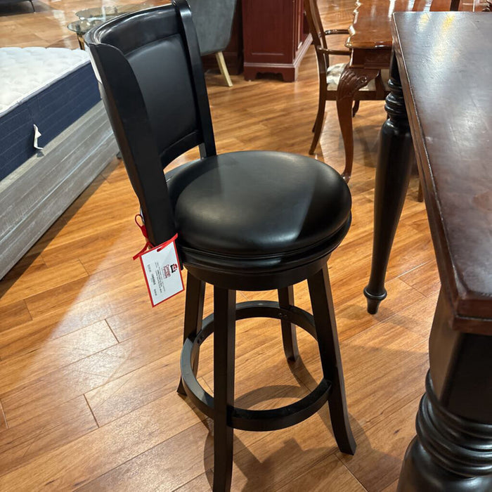 S/2 Black Leather Swivel Barstools (BAH)