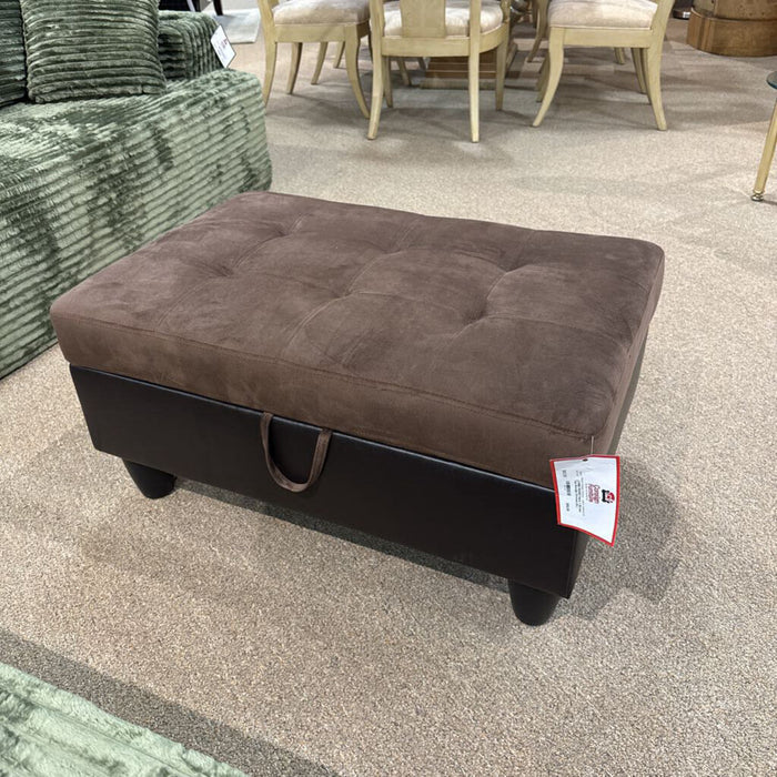 Fabric + Brown Top Storage Ottoman (KL)
