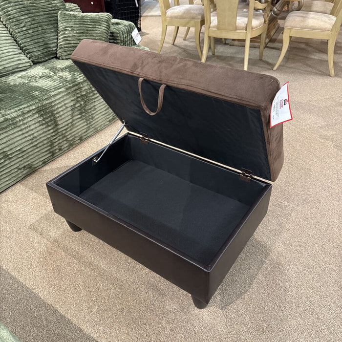 Fabric + Brown Top Storage Ottoman (KL)