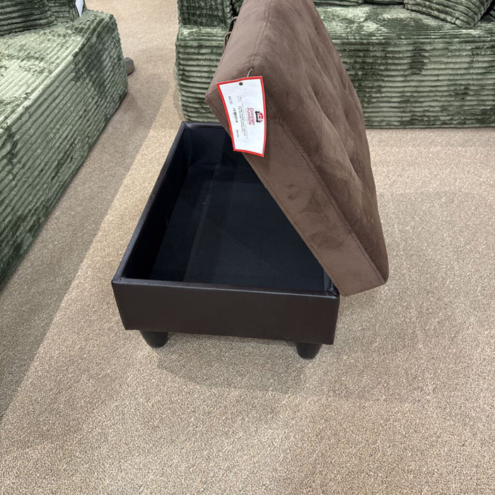 Fabric + Brown Top Storage Ottoman (KL)