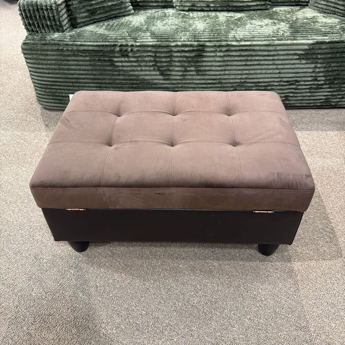 Fabric + Brown Top Storage Ottoman (KL)