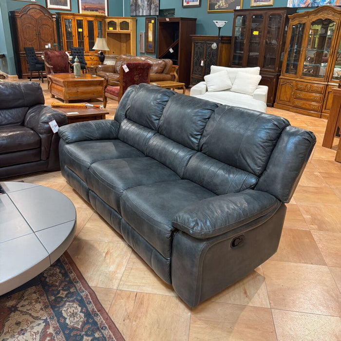 Grey Leather Reclining Sofa(SAK)
