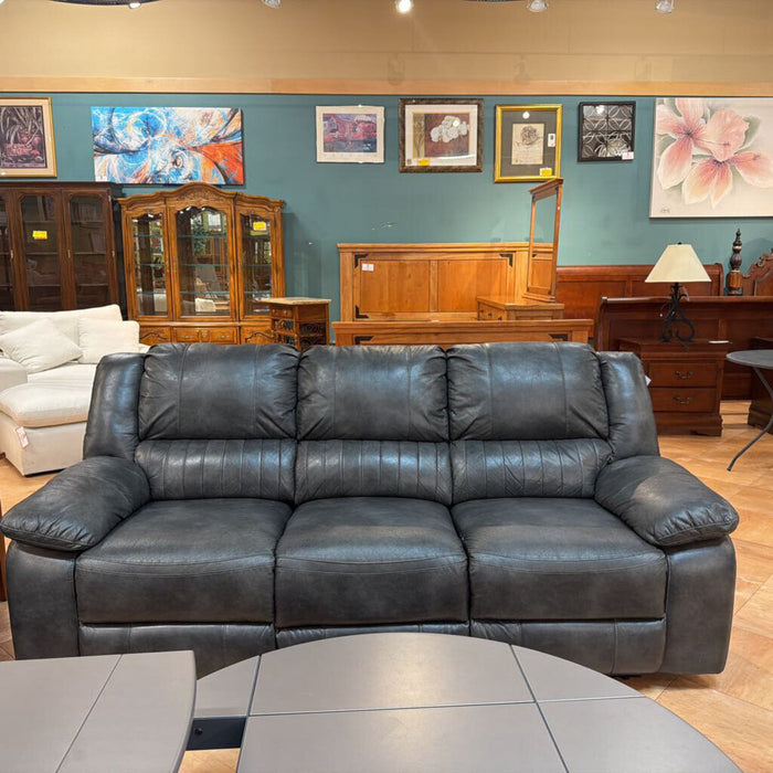 Grey Leather Reclining Sofa(SAK)