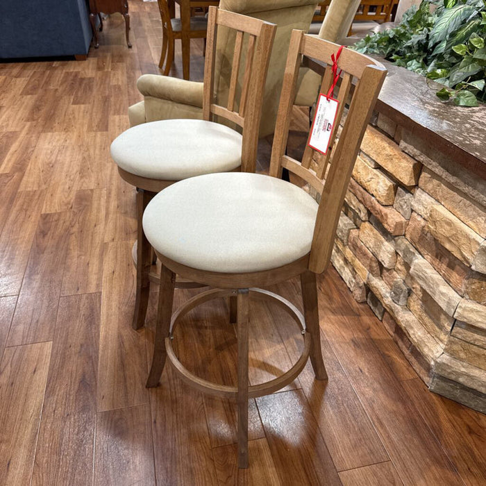 S/2 White Fabric Oak Barstools(BKH)