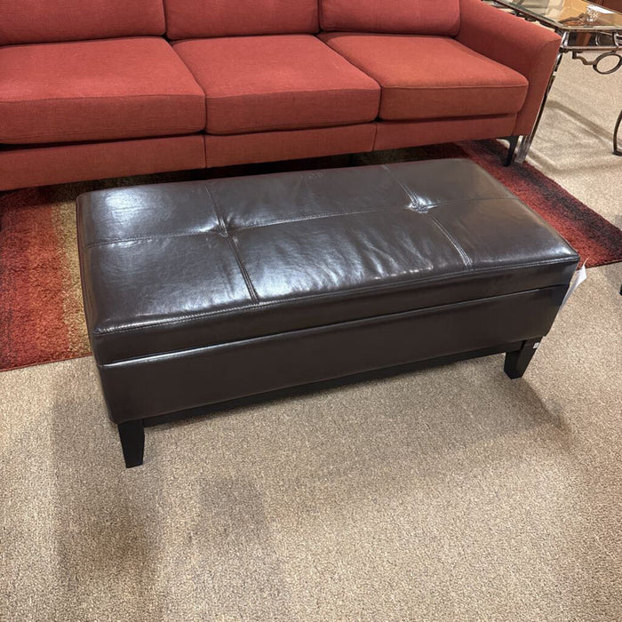 Brown Faux Storage Ottoman(BLA)