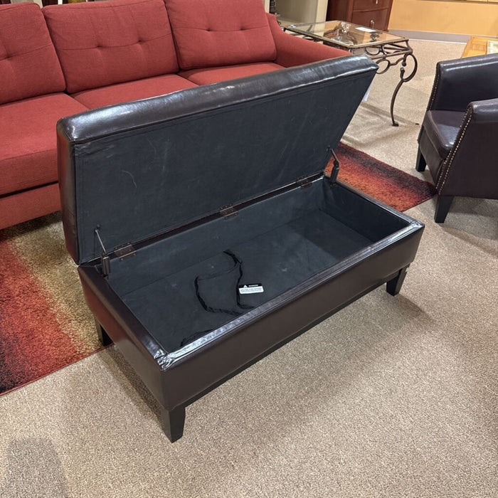 Brown Faux Storage Ottoman(BLA)
