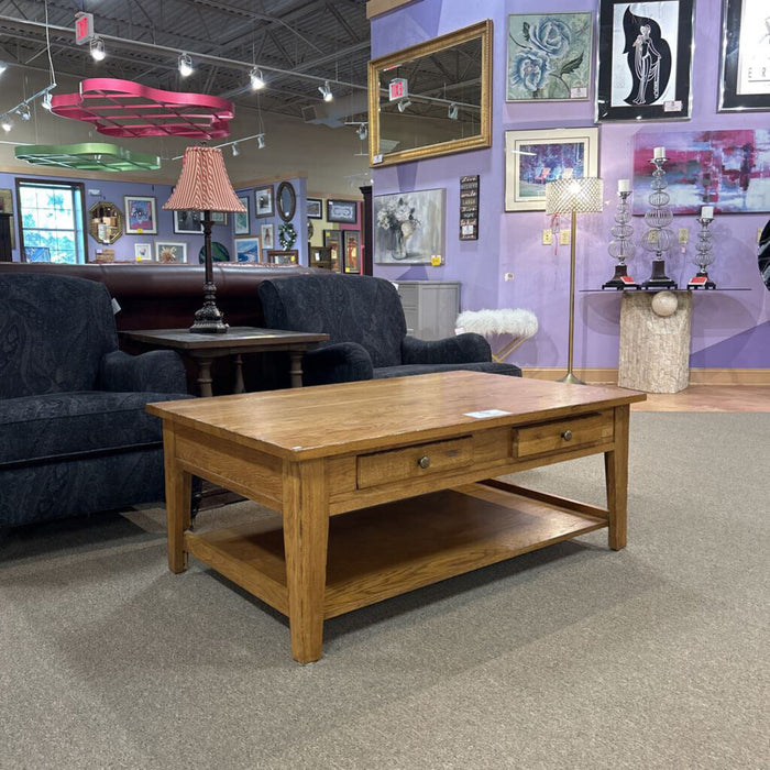 Wood 2 Tier 2 Drawer Coffee Table (BII)