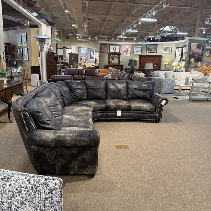 Omnia Black Leather Sectional (AMKH)