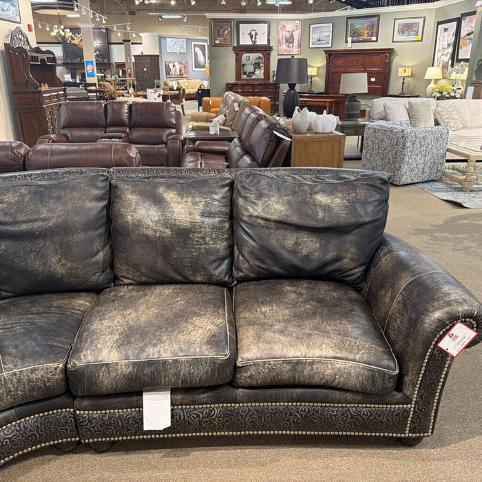 Omnia Black Leather Sectional (AMKH)