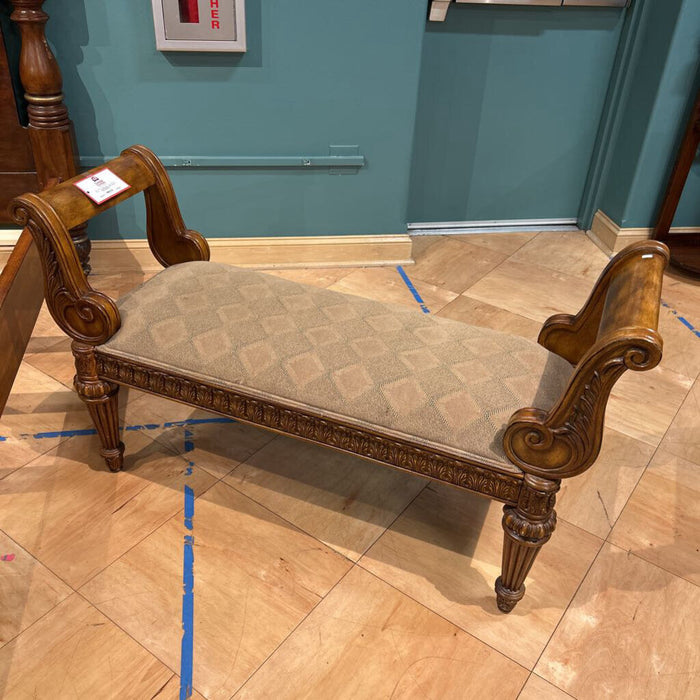 Ornate Carved Fabric Bench(TI)
