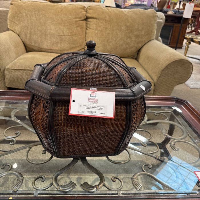 Brown/Black Wicker Basket w/ Top(LS)