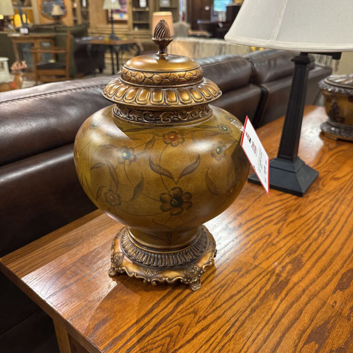 Tan/Gold Floral Vase(AT)